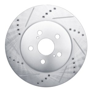 Toyota Corolla Brake Rotor (1) - Front Left - R1 Concepts - Drilled & Slotted - Silver - `19-`25